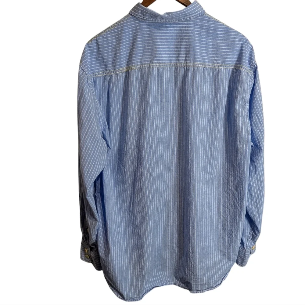Tommy Bahama Shirt Mens XL Blue White Pinstripe Long Sleeve 100% Cotton - Picture 6 of 8